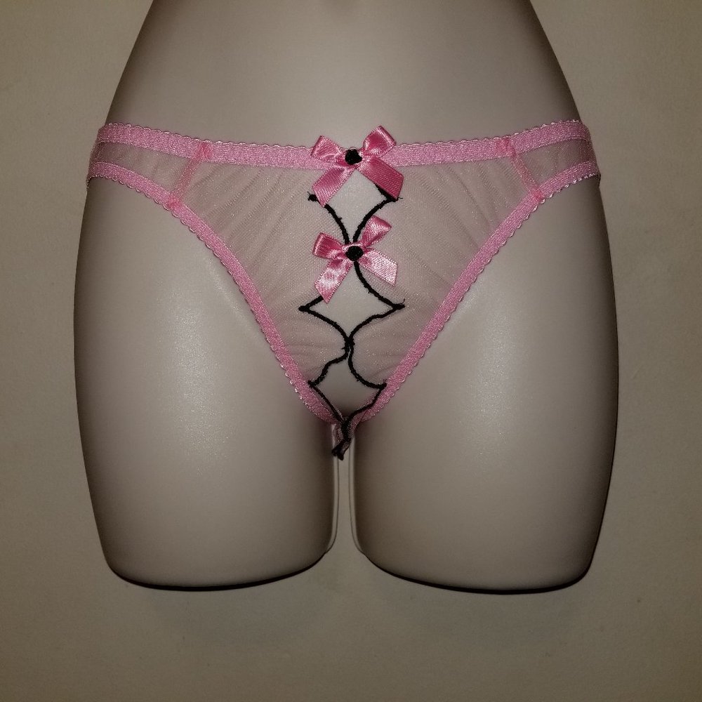 Agent Provocateur Pink Sheer Bow-Accent Bikini Panty